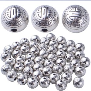 BronaGrand 50 cuentas espaciadoras redondas de plata antigua, cuentas espaciadoras de cuentas de aleación, cuentas sueltas, cuentas espaciadoras BronaGrand 50 cuentas espaciadoras redondas de plata antigua, cuentas espaciadoras de cuentas de aleación, cuentas sueltas, cuentas espaciadoras