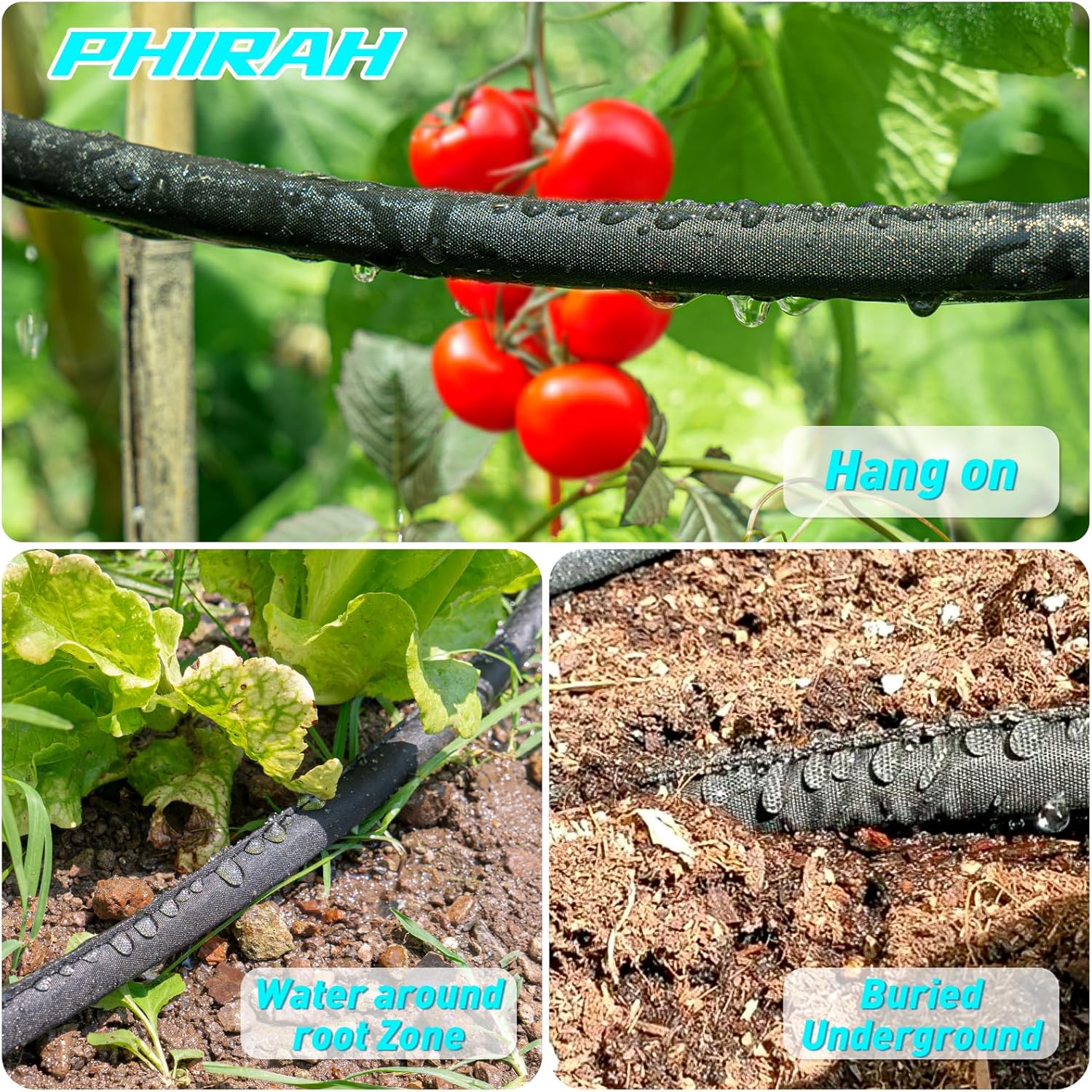 Flat Soaker Hose for Garden Bed,25 50 75ft 50ft*2 12″ Linkable Consistent Drip Irrigation Hose Save 80% Water Leakproof Heavy Duty Double Layer