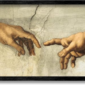 Stupell Industries Manos de la creación de Adán Pintura religiosa,Blanquecino, 13 x 30,aa-505_fr_13x30 Stupell Industries Manos de la creación de Adán Pintura religiosa,Blanquecino, 13 x 30,aa-505_fr_13x30