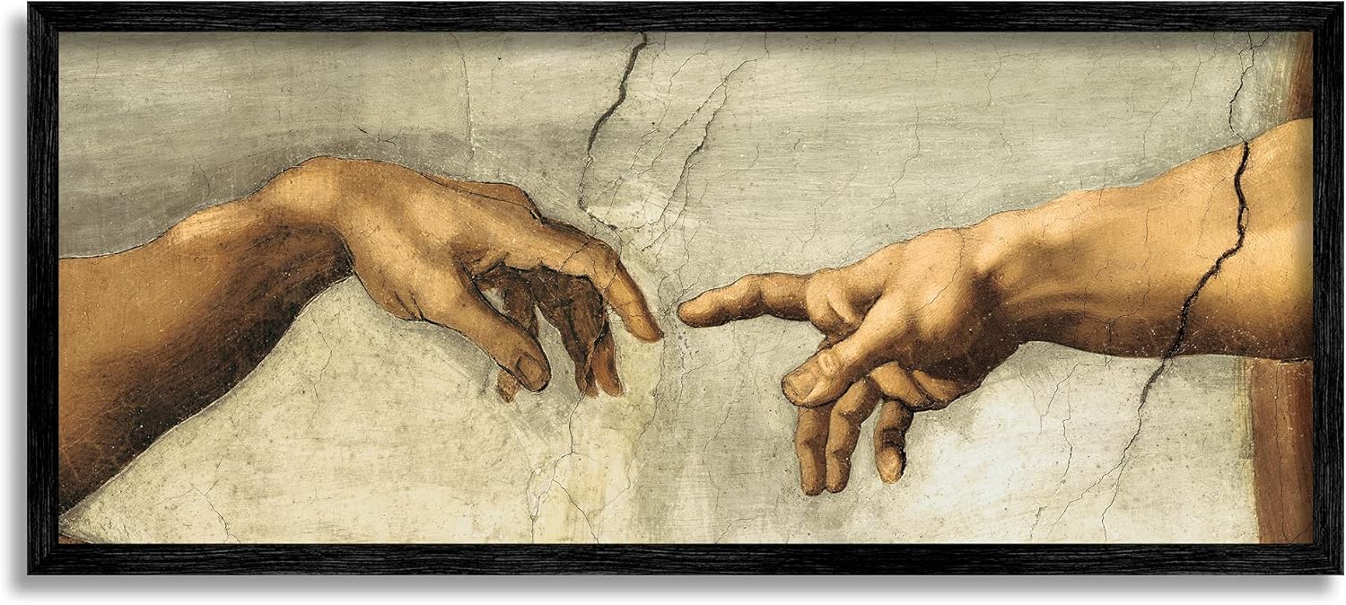 Stupell Industries Manos de la creación de Adán Pintura religiosa,Blanquecino, 13 x 30,aa-505_fr_13x30
