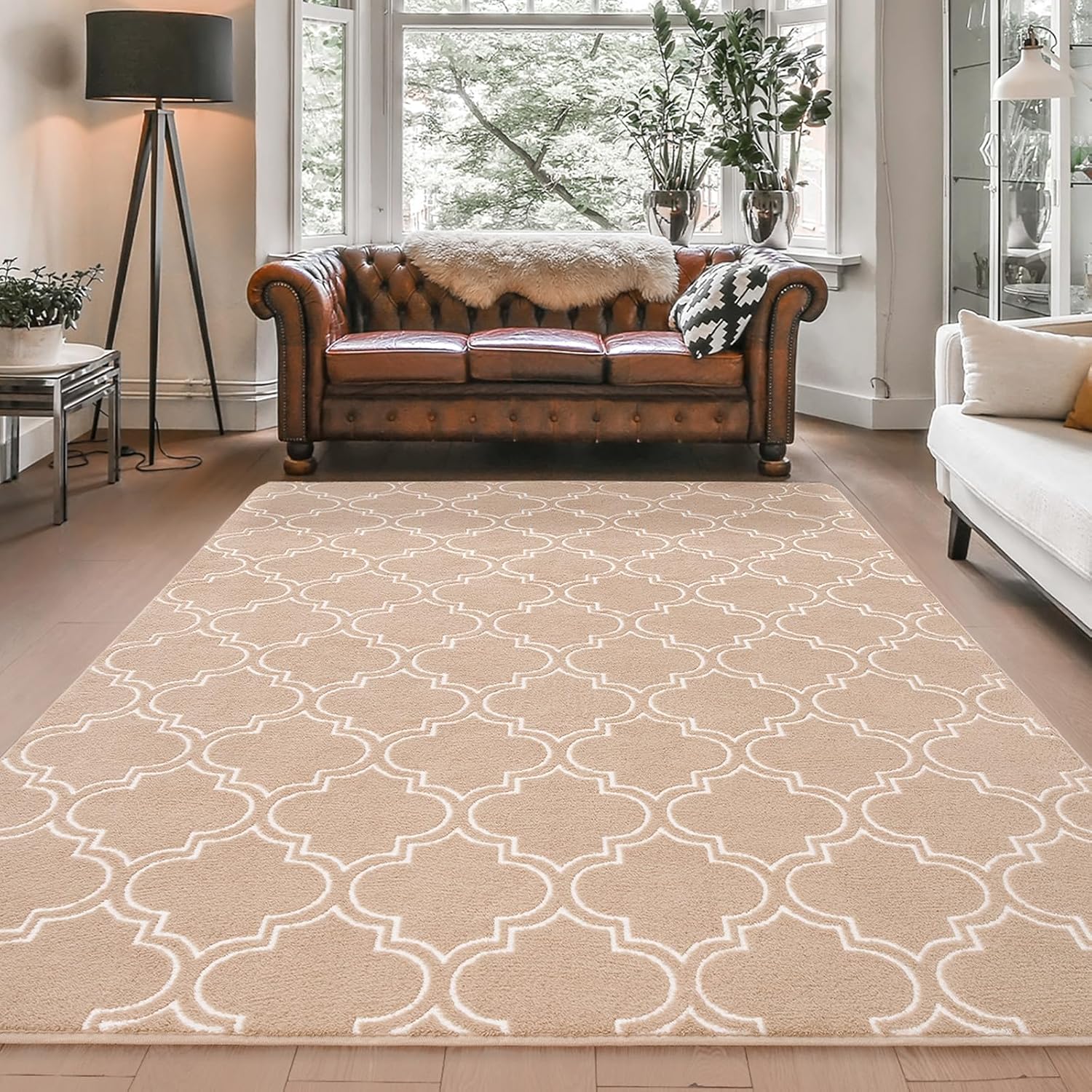 Amearea Alfombra mullida para interiores, alfombras marroquíes suaves con enrejado para dormitorio, alfombra moderna para sala de estar, habitación