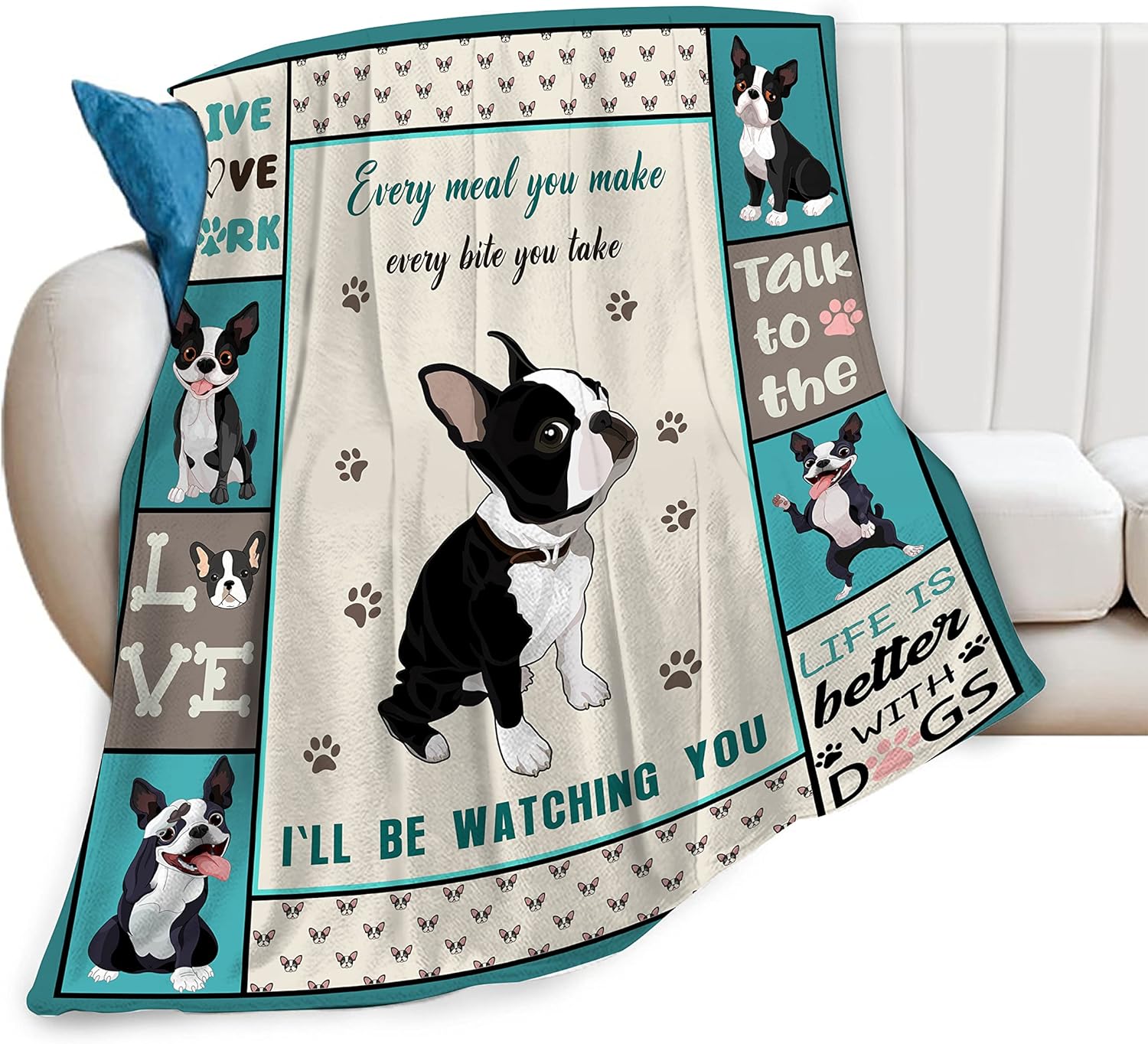 Boston Terrier – Manta ultra suave y acogedora de felpa linda para amantes de los perros Boston, manta de franela de forro polar, ligera, mullida y