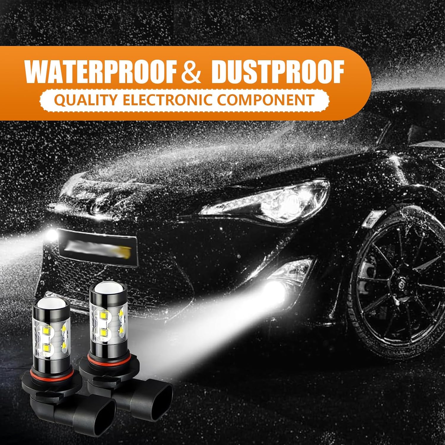 Paquete de 2 luces LED antiniebla para automóvil, bombillas de metal impermeables de repuesto para vehículos, accesorios universales de alta