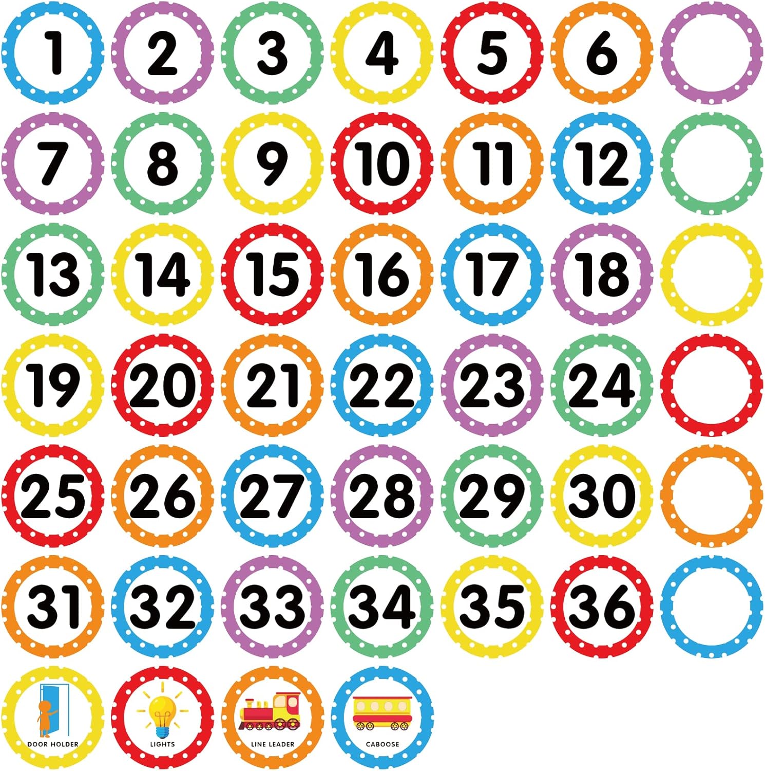 58 calcomanías de vinilo autoadhesivas de 4 pulgadas para el aula, marcadores multicolores para el aula, para preescolar y jardín de infantes,