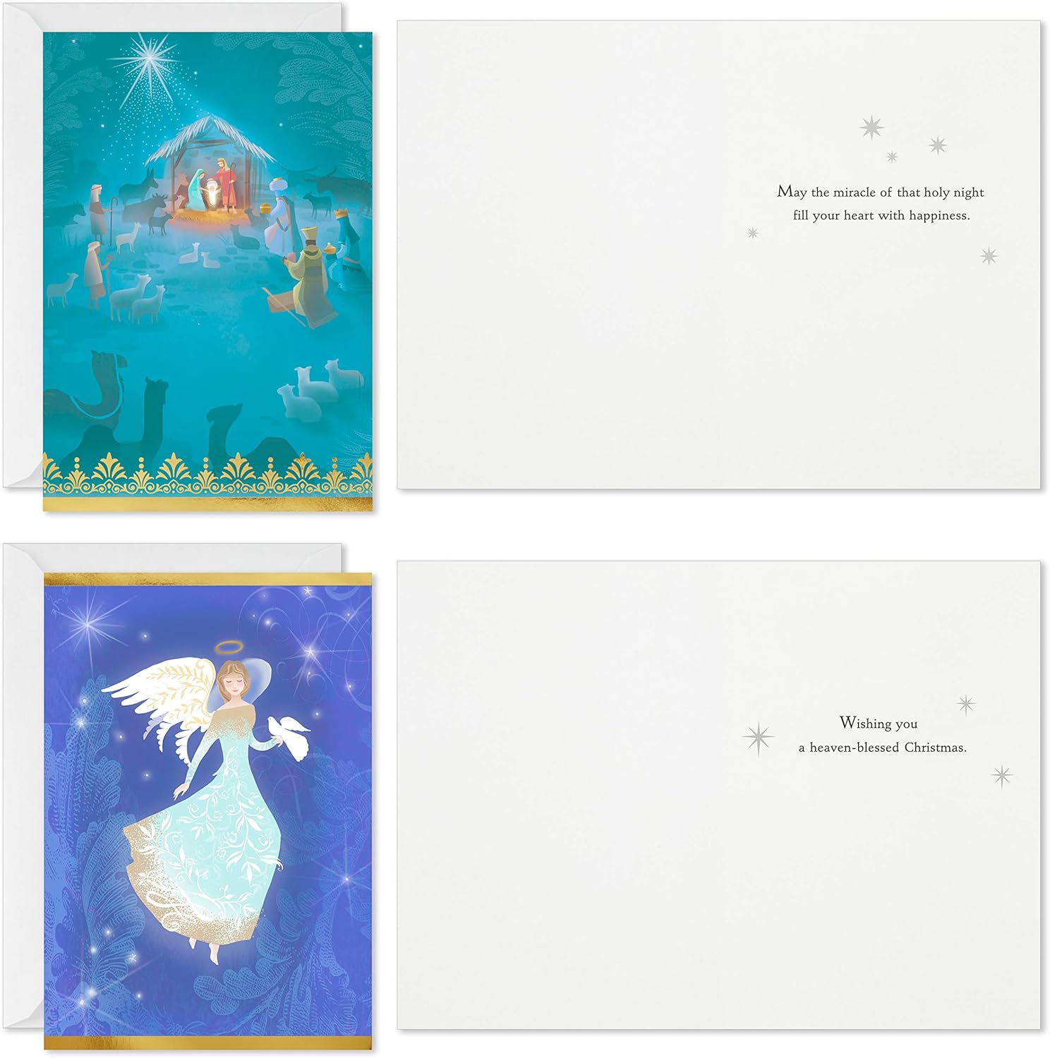 Hallmark Image Arts – Surtido de tarjetas de Navidad religiosas en caja, diseño de Belén pintado (4 diseños, 24 tarjetas y sobres)