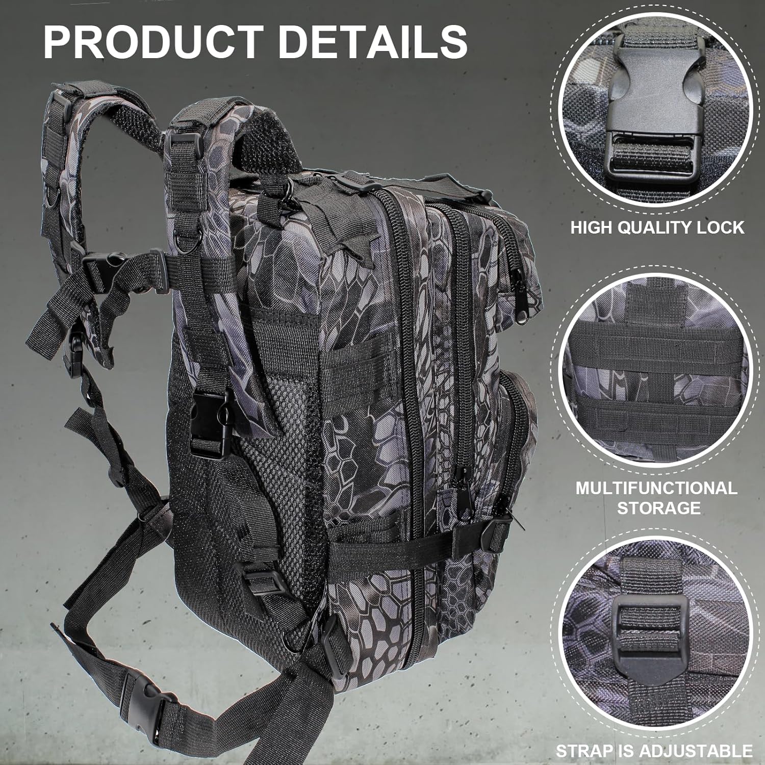 Ghanneey Mochila de aparejos de pesca, mochila de hombro al aire libre con soporte para caña de pescar, senderismo, caza, camping, A-negro y gris,