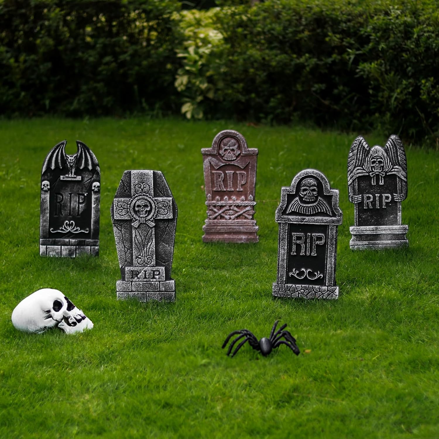 Lápidas de Halloween para exteriores, 5 estilos, lápidas para cementerio, Halloween, RIP, cementerio, lápidas, accesorios para decoración de patio