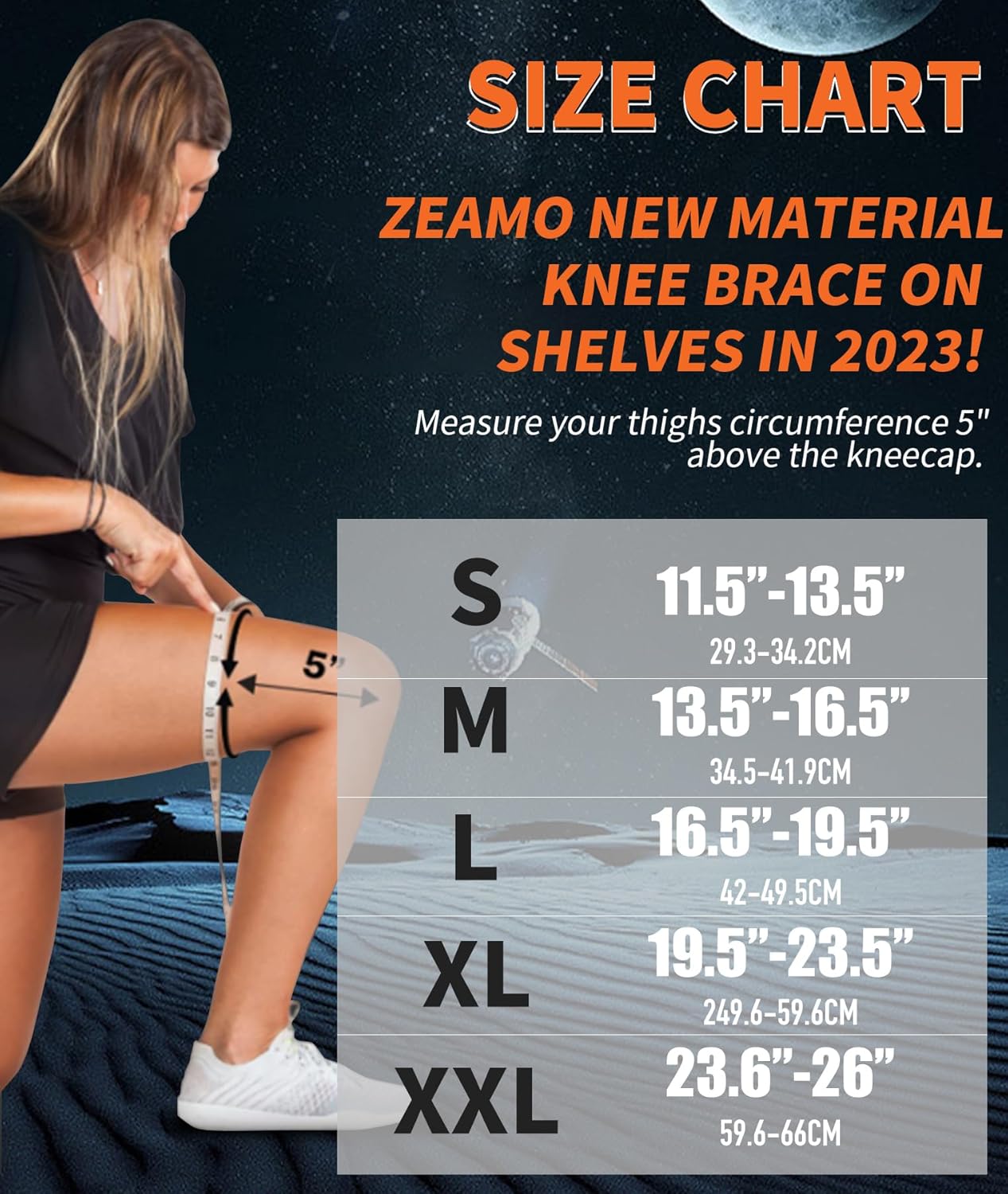 ZEAMO – Rodilleras para dolor de rodilla, mujeres y hombres, manga de compresión de rodilla con germanio y fibra de carbono para dolor de rodilla,