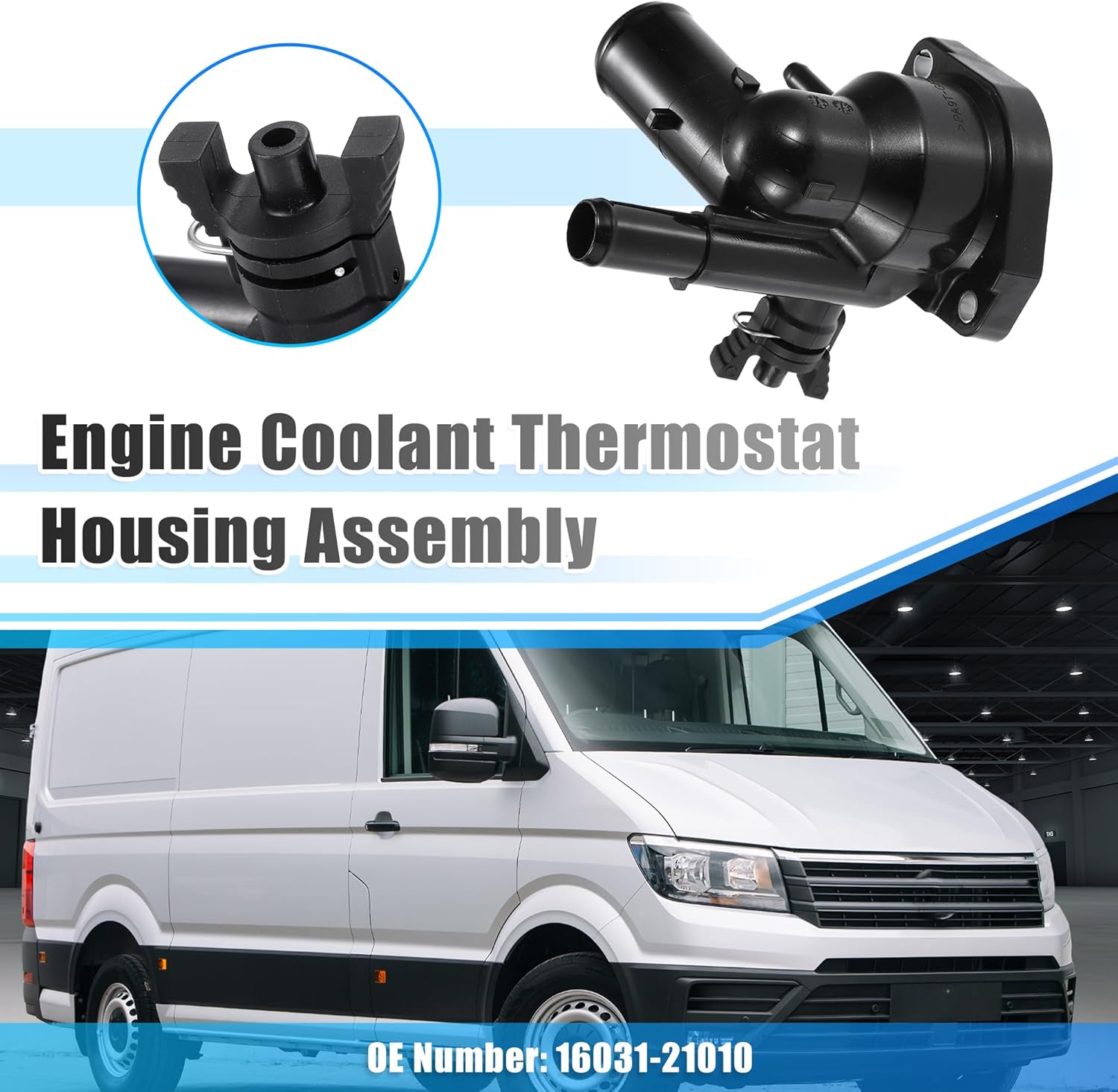 X AUTOHAUX Conjunto NO.16031-21010 de la carcasa del termostato del refrigerante del motor del coche para la base 2013-2014 2017-2021 del Toyota