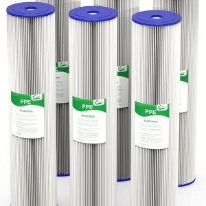 Cartucho de repuesto de filtro de agua para toda la casa de 20 micrones y 20 pulgadas, filtros de agua plisados de sedimentos de 4.5 x 20 pulgadas Cartucho de repuesto de filtro de agua para toda la casa de 20 micrones y 20 pulgadas, filtros de agua plisados de sedimentos de 4.5 x 20 pulgadas