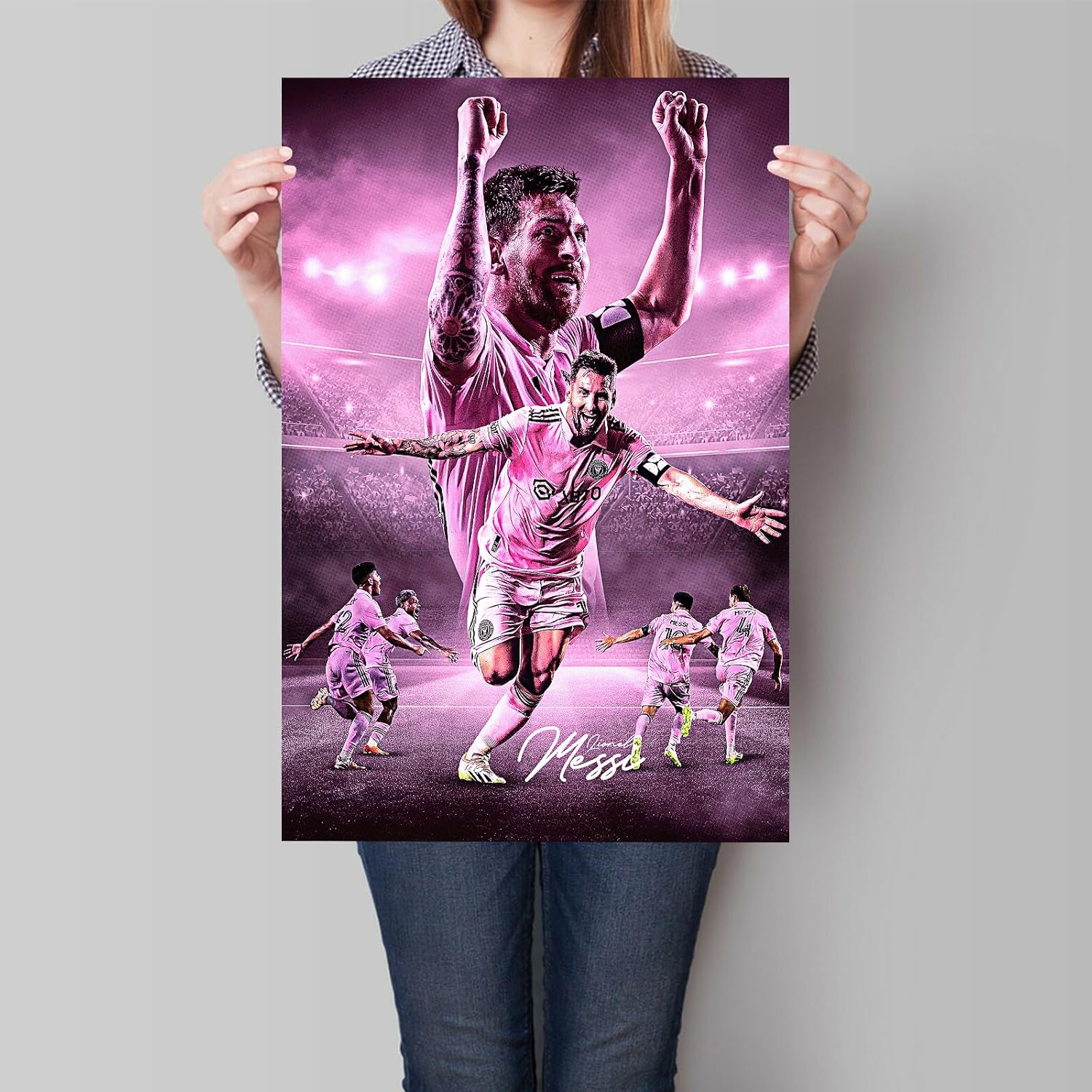 GUANKE Lionel – Póster de Messi de la superestrella del fútbol, pósteres de Messi para decoración de dormitorio de niños, arte de pared en lienzo de