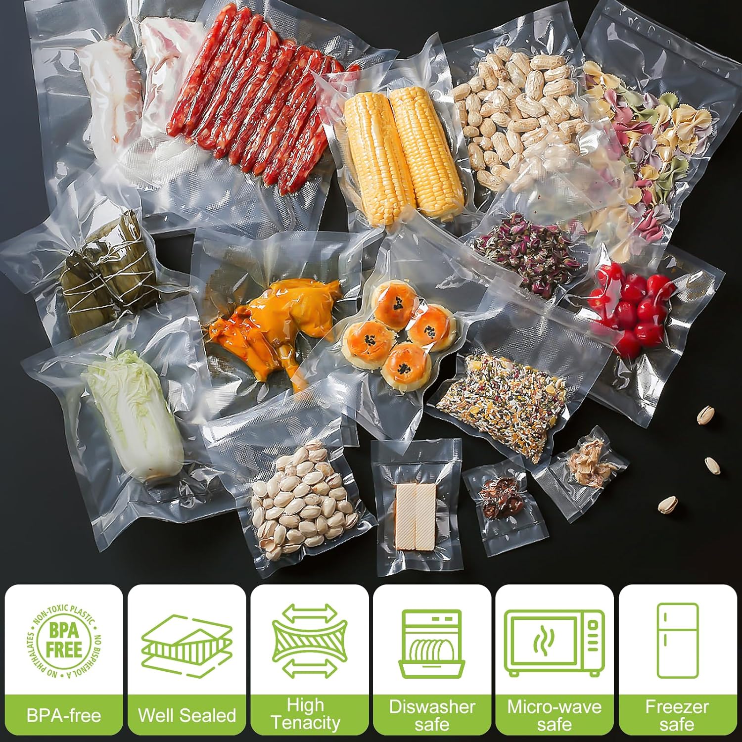 Bolsas selladoras al vacío, rollo de sellado al vacío sin BPA para guardar alimentos, sellar una comida, bolsas de vacío de alimentos de grado