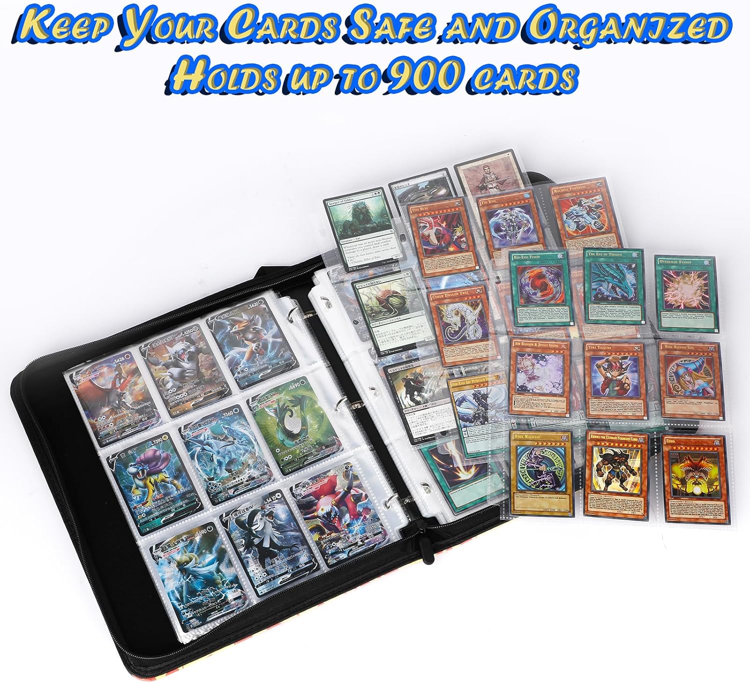 Carpeta de tarjetas de 900 bolsillos con mangas, soporte para tarjetas intercambiables, álbum de almacenamiento de tarjetas Yugioh, organizador de