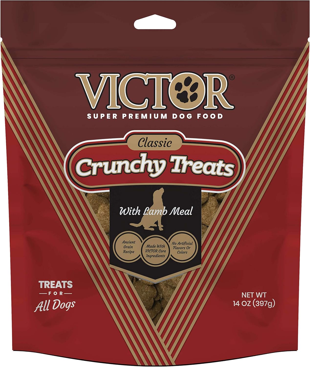 Victor Super Premium – Alimento para perros  Golosinas clásicas crujientes para perros con harina de cordero  Golosinas sin gluten para perros de