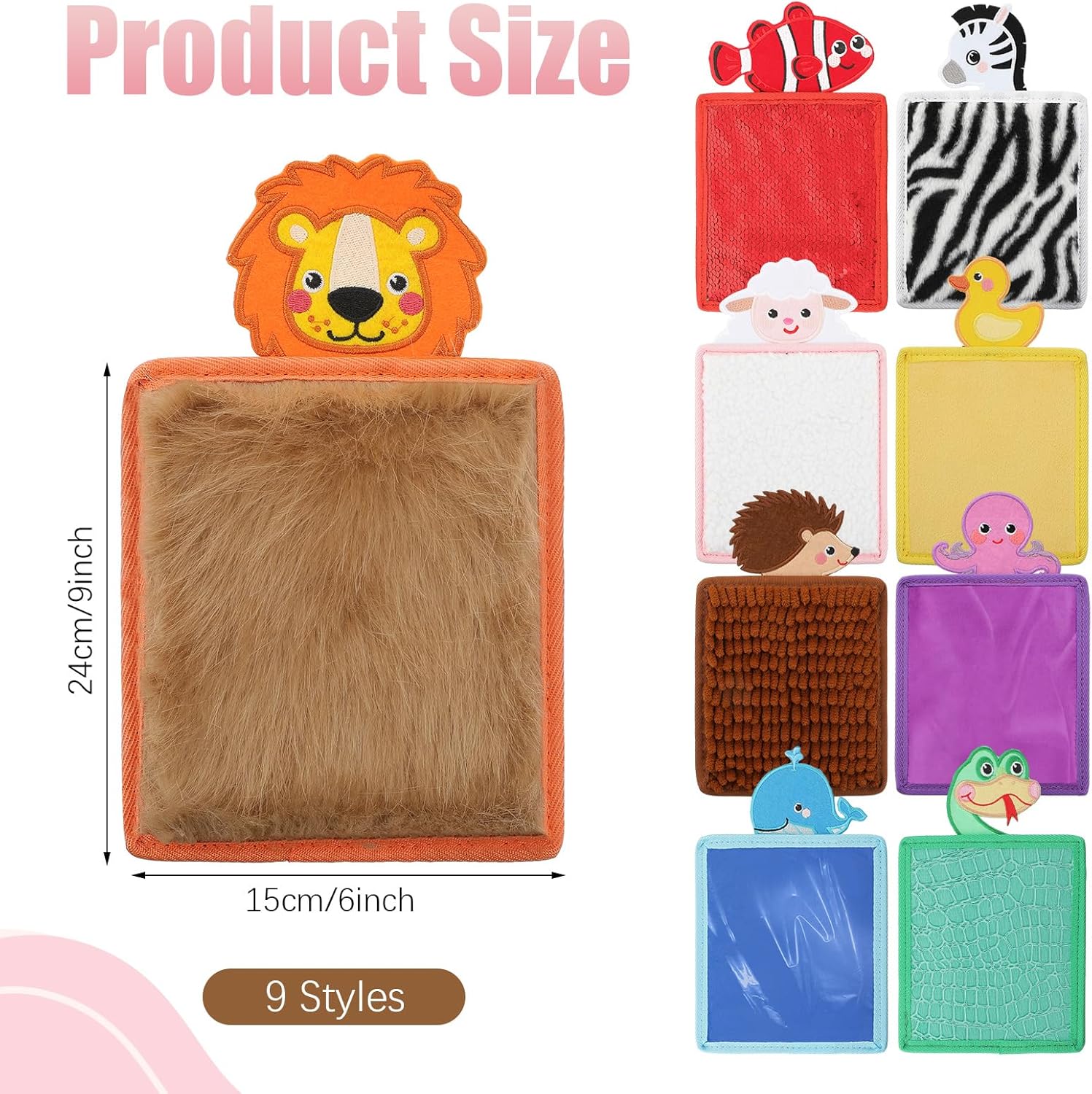 9 piezas de tapete sensorial con temática de animales, paneles de pared sensoriales para niños, autismo, productos sensoriales con textura surtida,