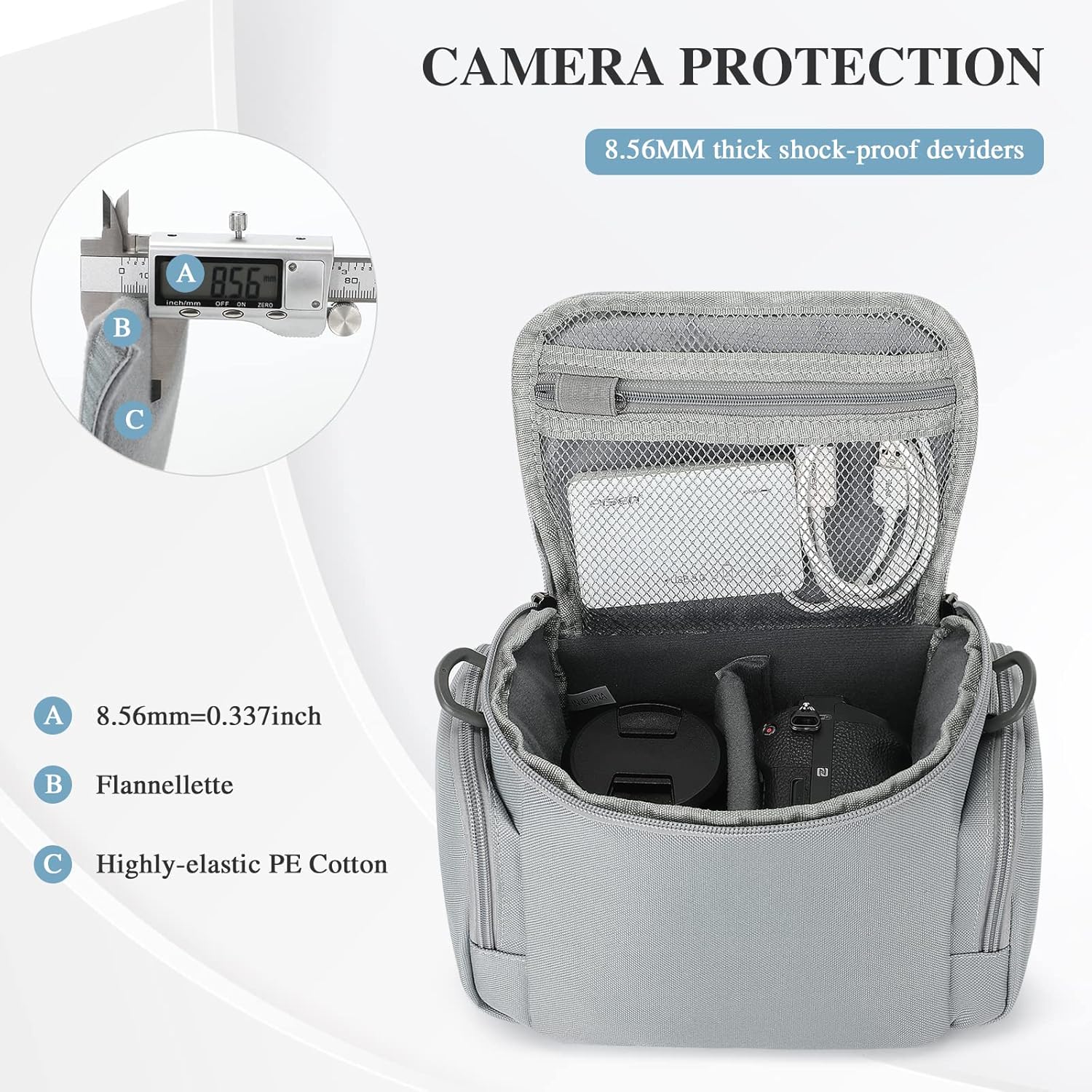 G-raphy Bolsa para cámara DSLR, bolsa para cámara sin espejo, fotógrafos con separadores acolchados extraíbles para cámaras DSLR, lentes y etc