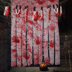 2 decoraciones de puerta de Halloween con impresiones a mano, 1 pancarta de guirnalda de armas de sangre de Halloween, decoración de Halloween, 2 decoraciones de puerta de Halloween con impresiones a mano, 1 pancarta de guirnalda de armas de sangre de Halloween, decoración de Halloween,