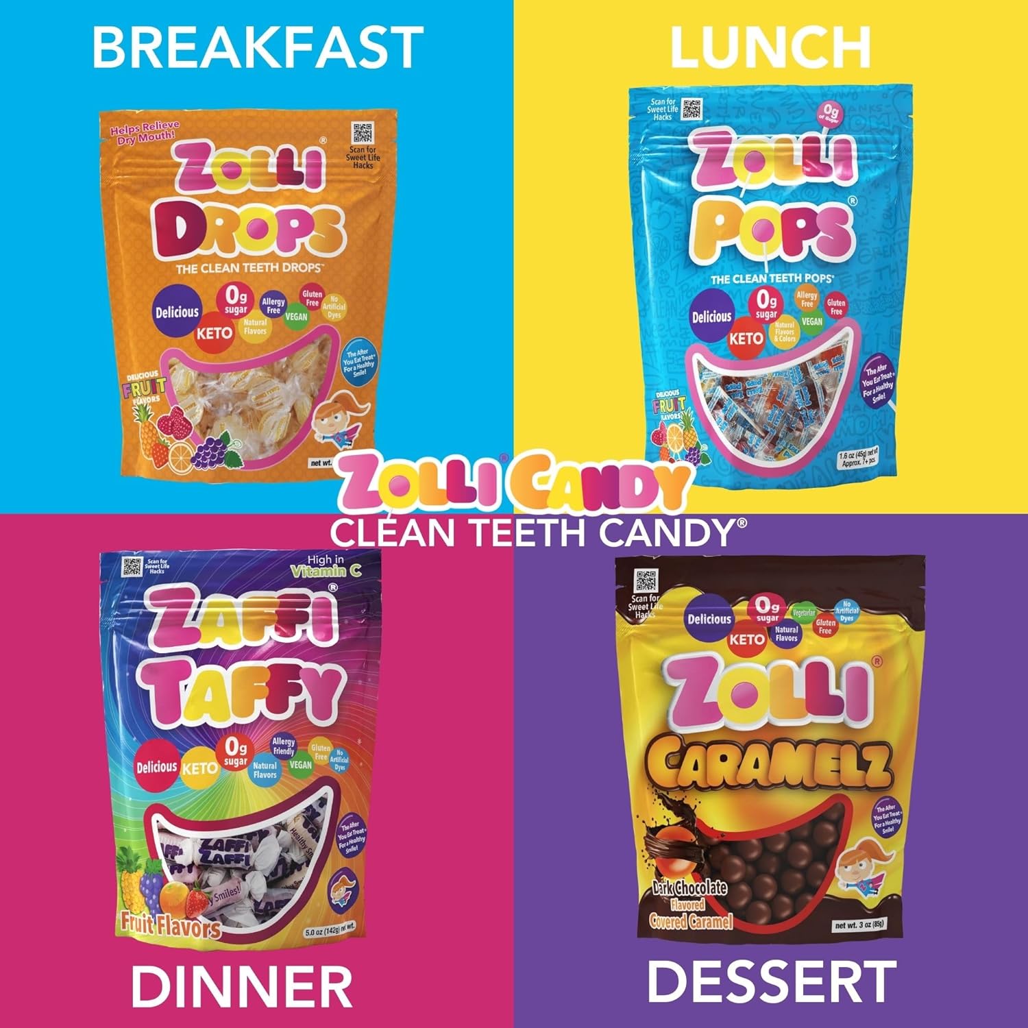 Zollipops The Clean Teeth Pops – Paletas anticaries, deliciosos sabores, sabor tropical, 6onzas