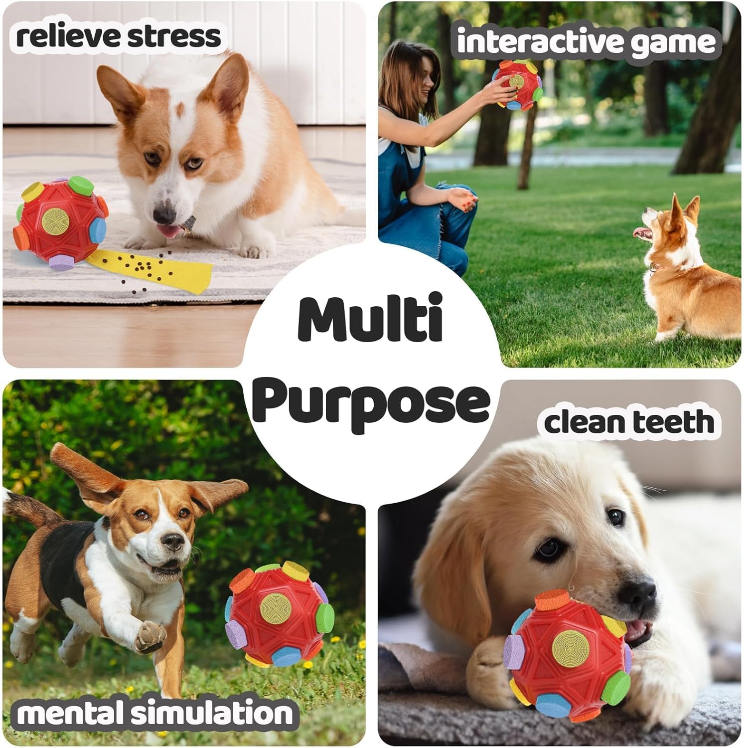 Pelota de olfateo para perros  Pelota olfateadora para perros, juguetes estimulantes mentales para perros, rompecabezas de golosinas para perros,