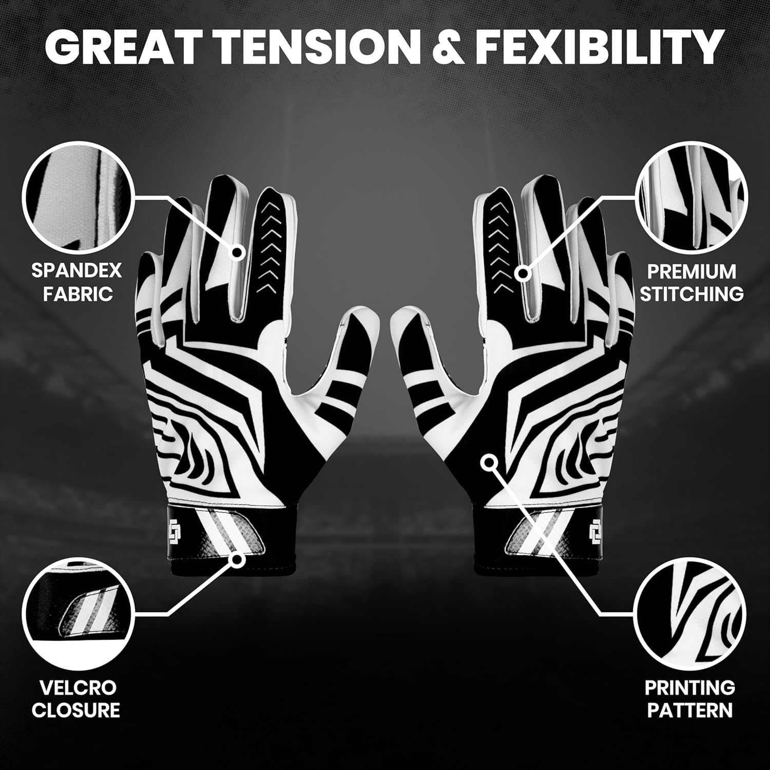 Guantes profesionales receptores de fútbol con palma de silicona óptima, control de agarre antideslizante, ultra adherente, guantes deportivos