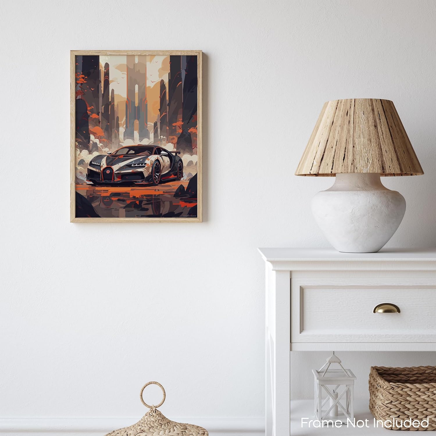 Inspirational Wall Art Co. – Elegante  Póster Bugatti Chiron – Póster de coche para habitación de niños – Decoración de pared del coche – Decoración
