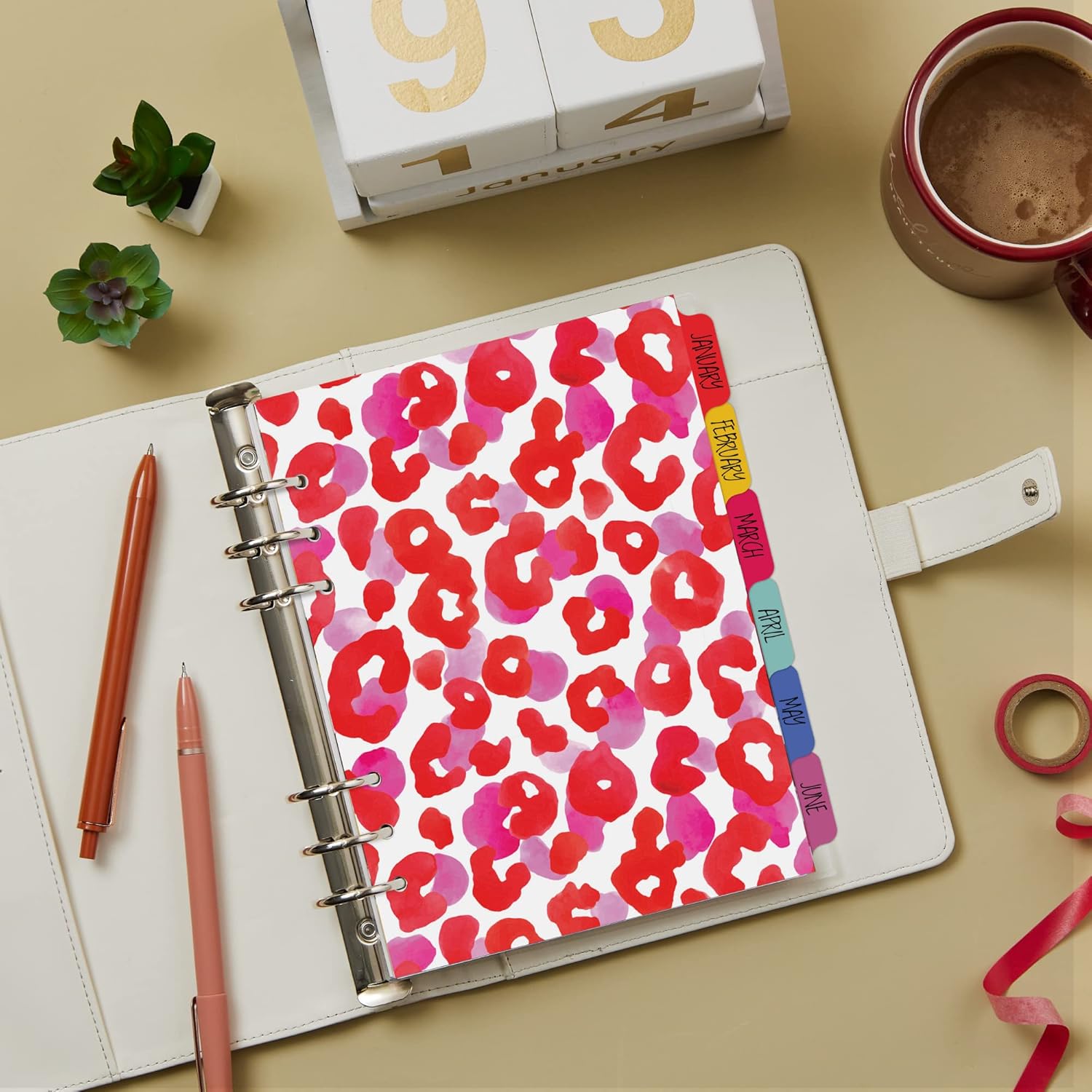Avery Divisores de agenda para planificadores A5, juego de 6 pestañas, diseño de animal de guepardo cepillado, 1 juego (25455)