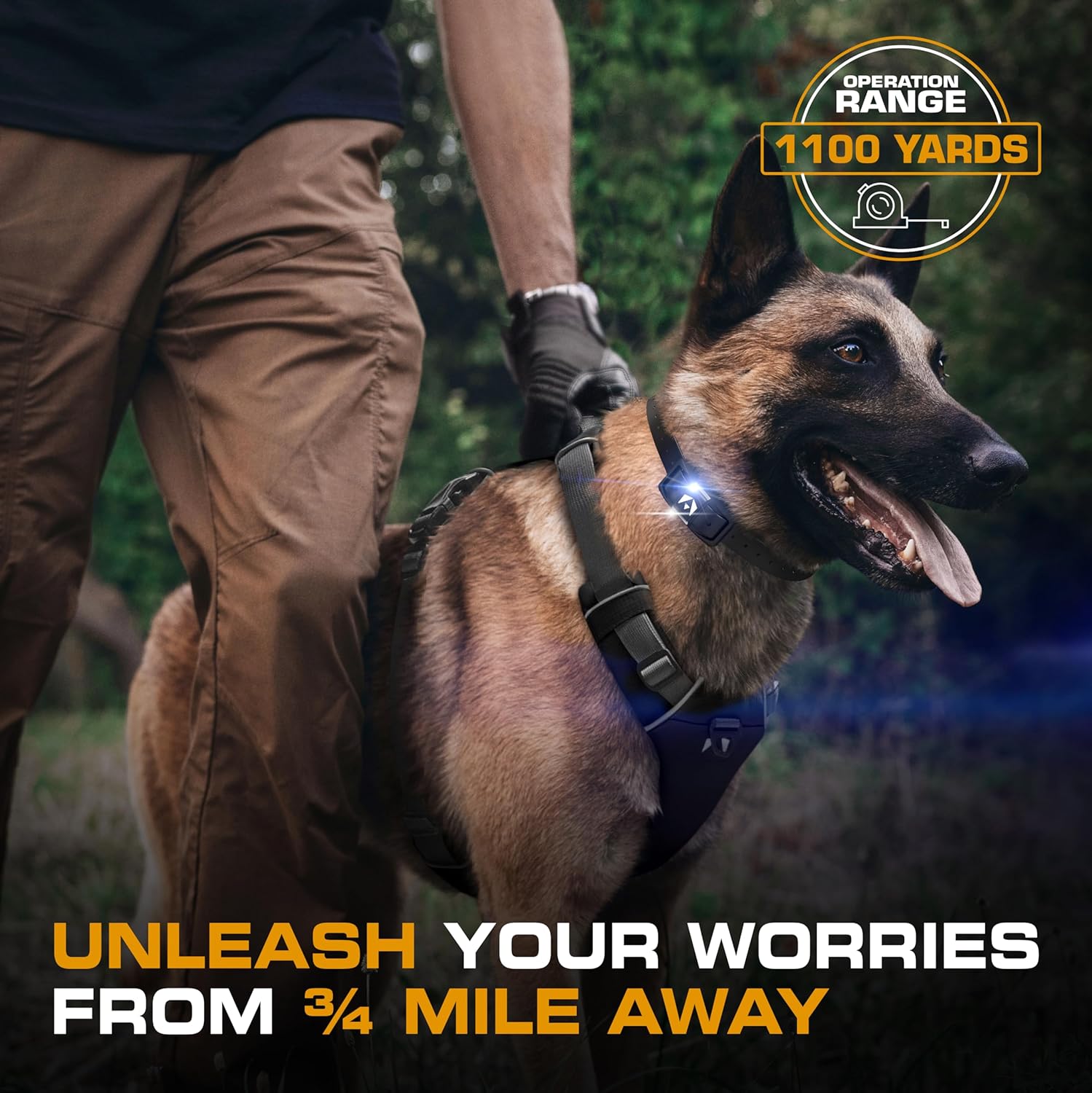 INVIROX Collar de choque para perros Ultra K9 124 niveles de entrenamiento, 4 modos potentes con luz nocturna y rango de  de milla, collar de
