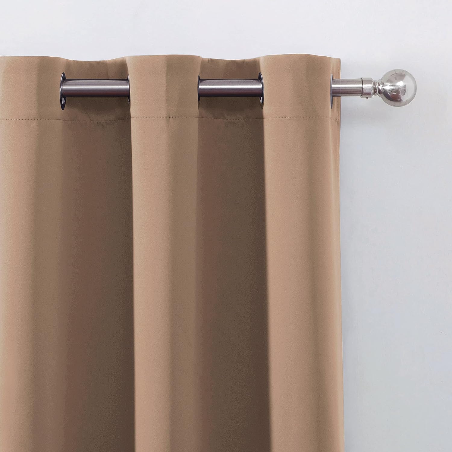 LEMOMO Cortinas capuchino 100% opacas con forro negro, 52 x 84 pulgadas, juego de 2 paneles con aislamiento térmico para oscurecer la habitación