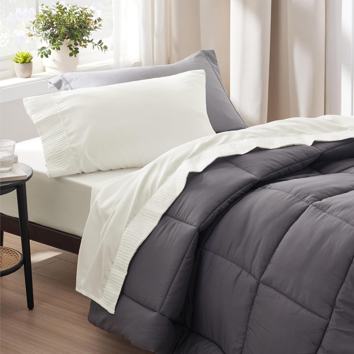 Bedsure Sábanas para dormitorio individual XL, sábanas suaves extra largas para cama individual, 3 piezas, sábanas de lujo marfil de hotel, tamaño