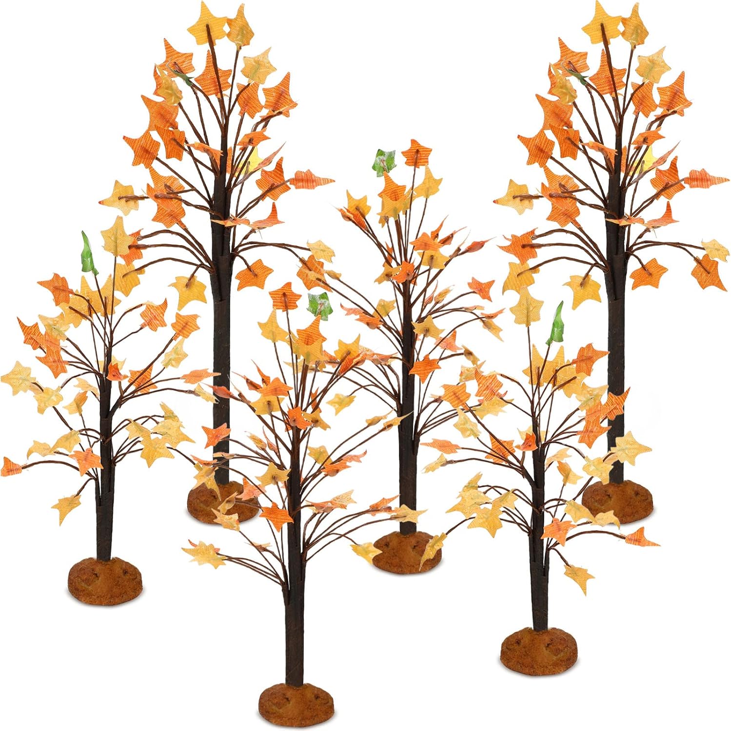 6 piezas de mini árboles de decoración pequeños de ramas navideñas, árboles de pueblo, árboles artificiales, árboles en miniatura, aldea, árbol para