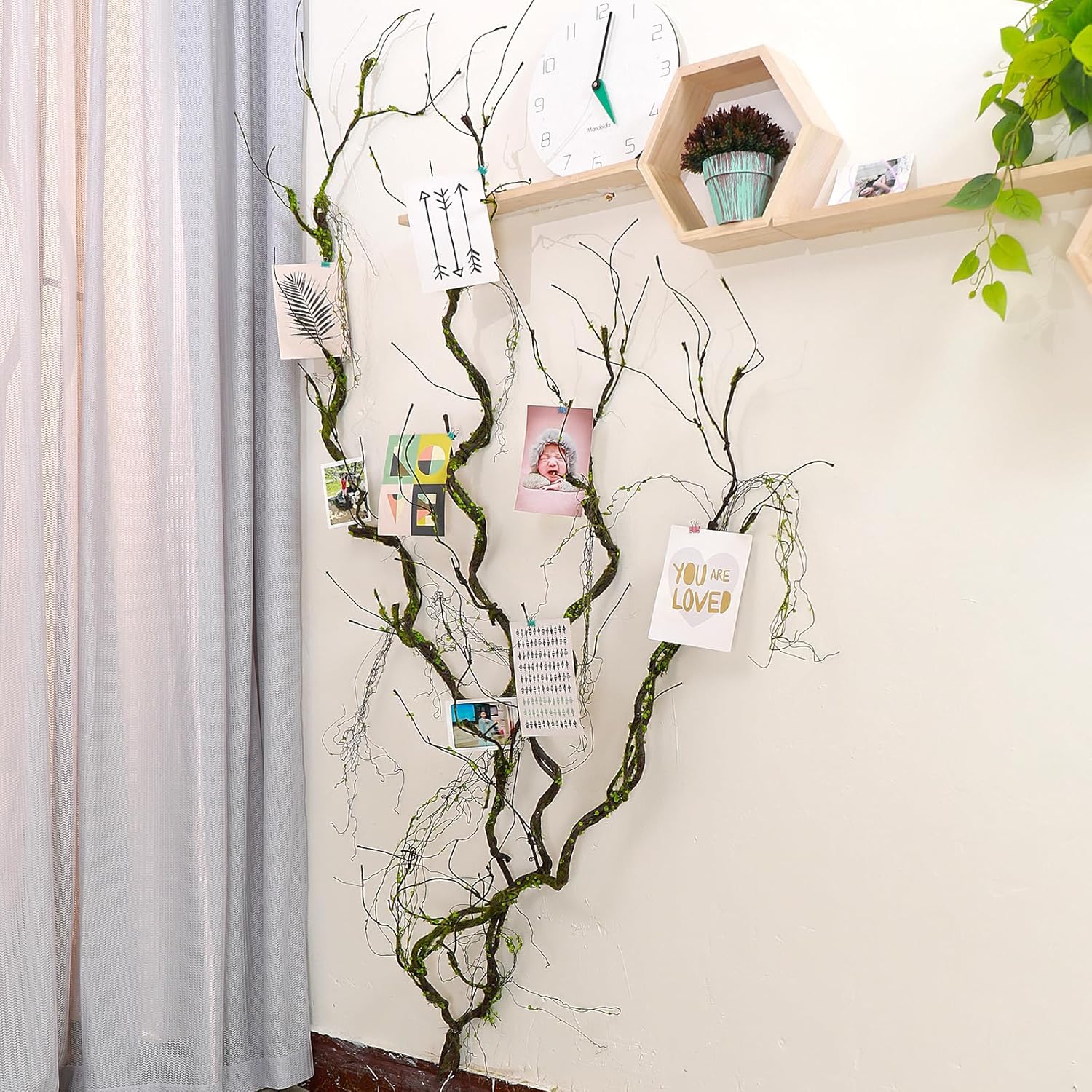 CONGZHANHH 2 ramas de árboles artificiales de 67 pulgadas para decoración, tronco de cerezo falso, enredaderas, ramitas de musgo, plantas para