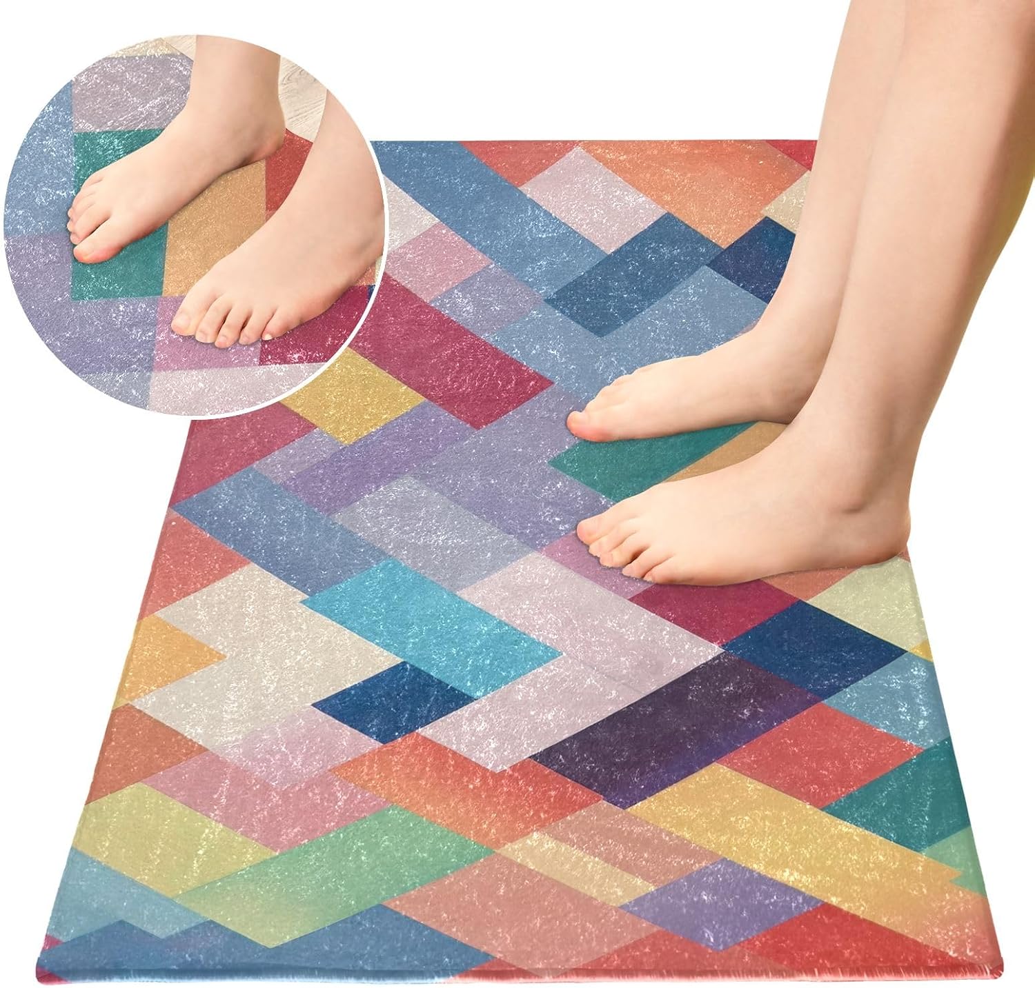 Tapetes de baño absorbentes con patrón geométrico abstracto, cómodas alfombras de baño antideslizantes, duraderas y suaves, 39 x 20 pulgadas