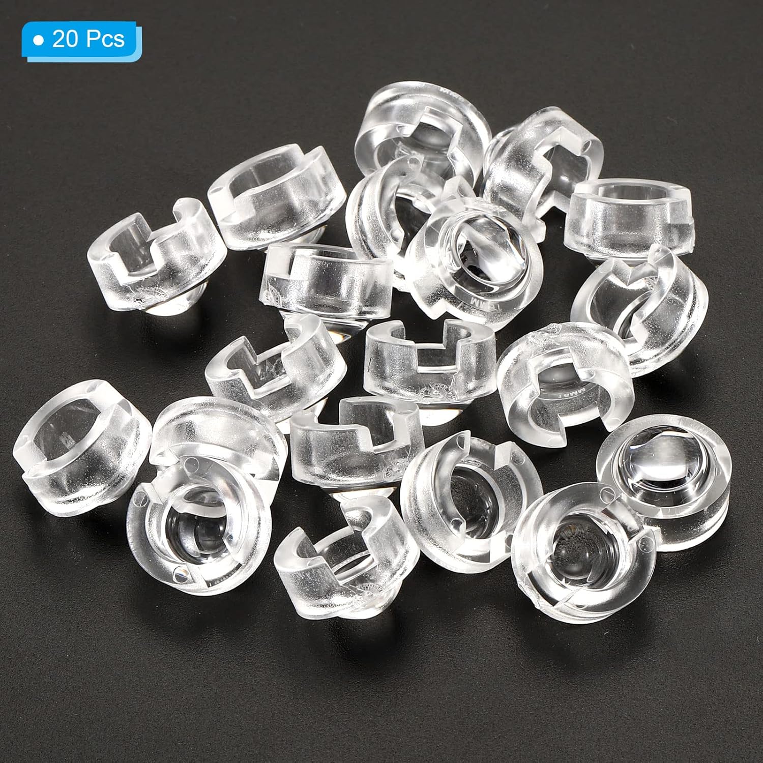 PATIKIL Lente convexa LED de 0.512 in, paquete de 20 lentes de condensador óptico convexo de ángulo de haz de 15 grados para cámaras infrarrojas,