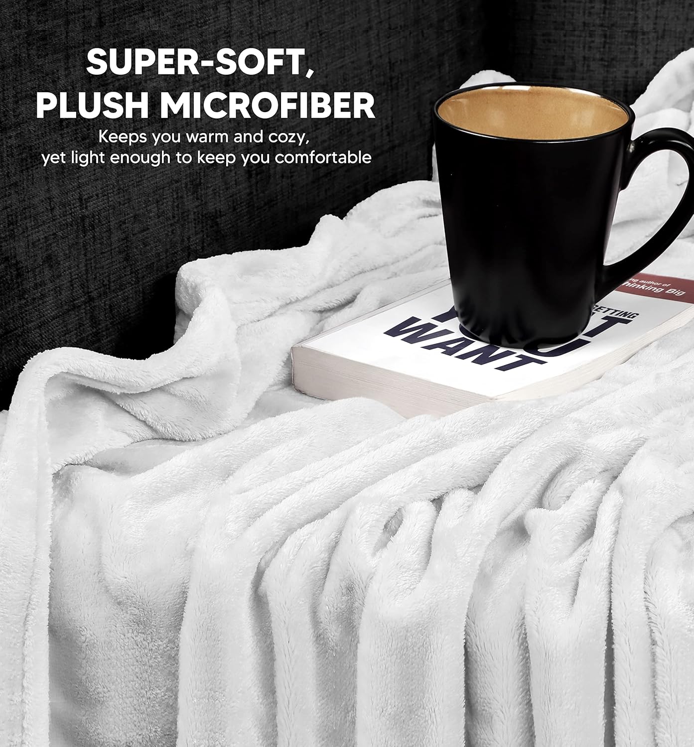Utopia Bedding Manta de forro polar, tamaño XL, color blanco, 10.58 ozm, manta de lujo para sofá, cama, antiestática, mullida y suave, de microfibra