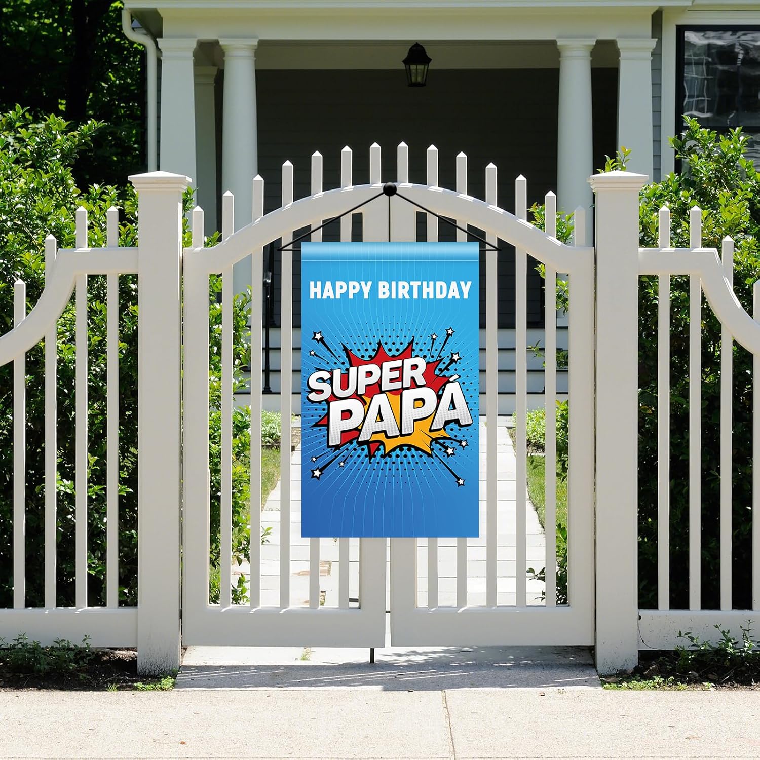 Super PAPA – Bandera vertical de poliéster de doble cara, letrero de feliz cumpleaños para papá, decoración al aire libre, 12 x 18 pulgadas