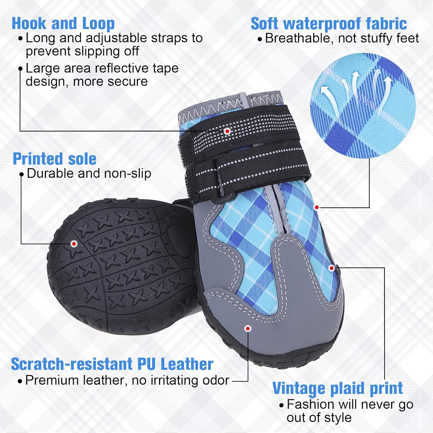 BEAUTYZOO Zapatos para perros, botas y protectores de patas para perros pequeños, medianos y grandes, zapatos de agua reflectantes para perros,