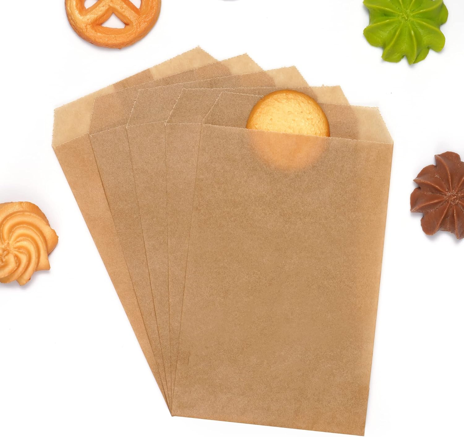 100 sobres de bolsas de papel glassine de Quotidian (5 x 7 pulgadas) (marrón)