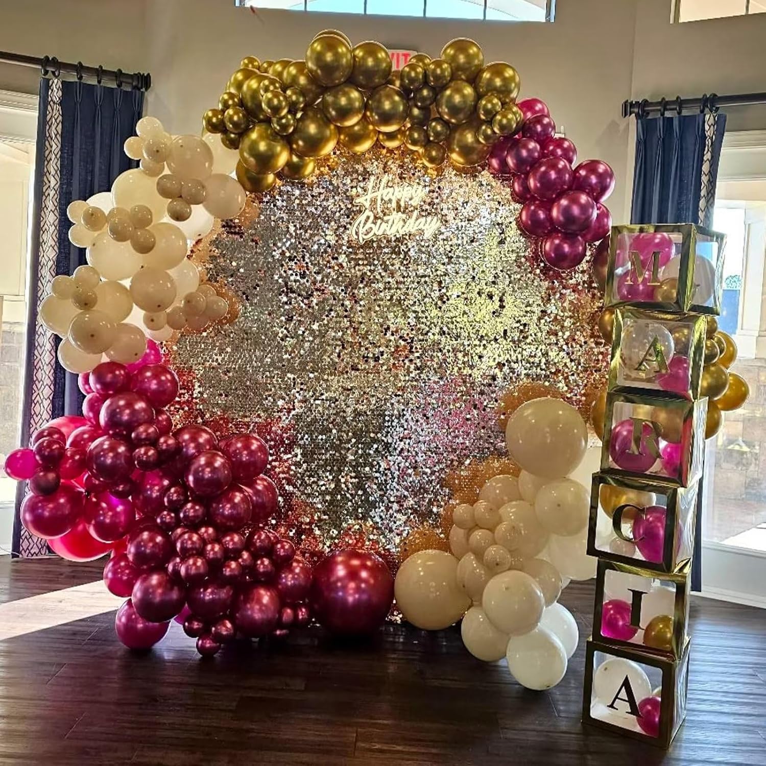 Kit de arco de globos magenta y rosa intenso, kit de guirnalda de globos magenta metálico y rosa intenso, globos cromados y magenta rosa de