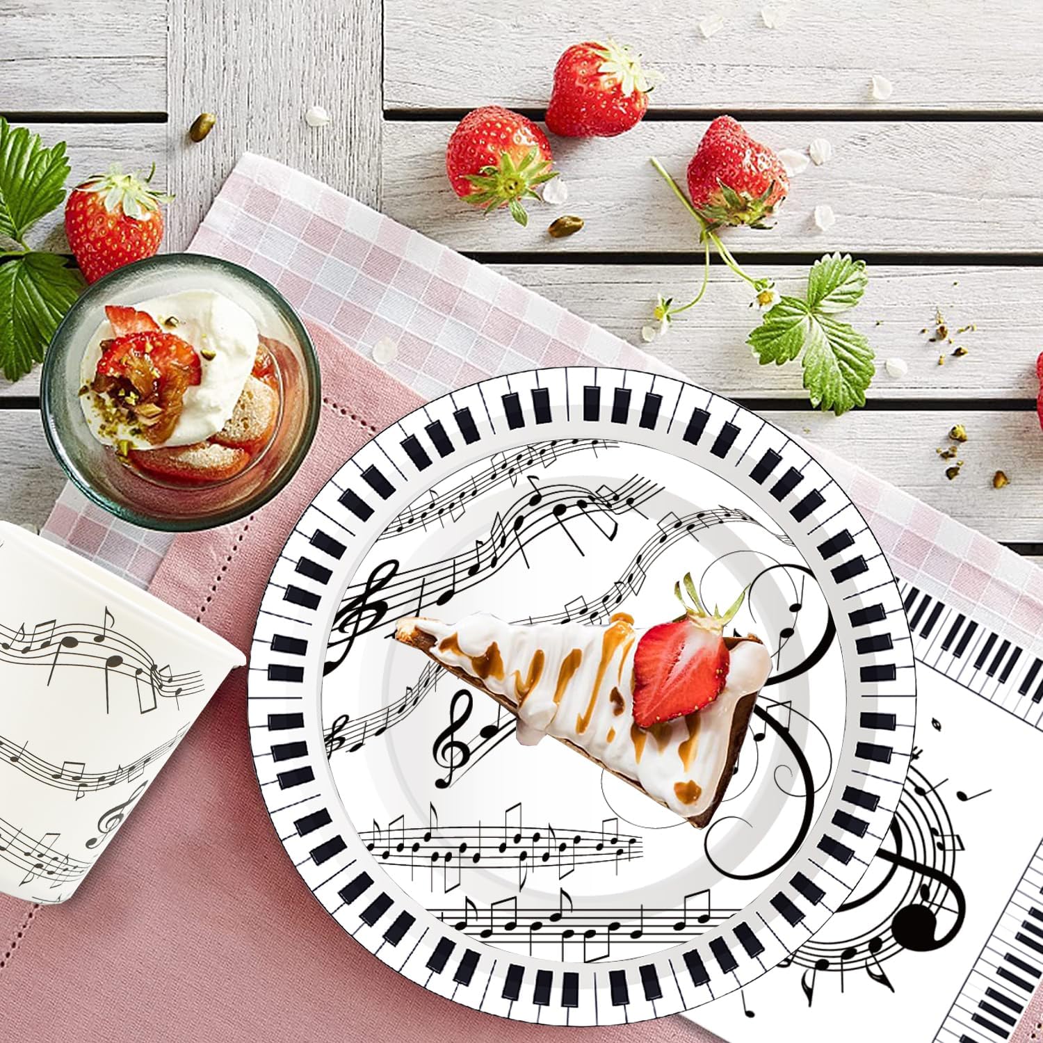 175Pcs Music Party Supplies Musical Notes Party Tableware Set 9″& 7″Musical Notes Paper Plates Napkins Cups Knives Forks Spoons for Music Notes