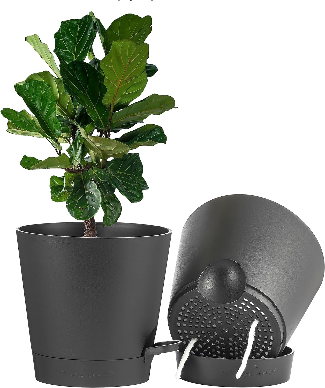 FaithLand Paquete de 2 macetas de 9 pulgadas para plantas de interior y exterior, macetas de riego automático con depósito profundo, color negro