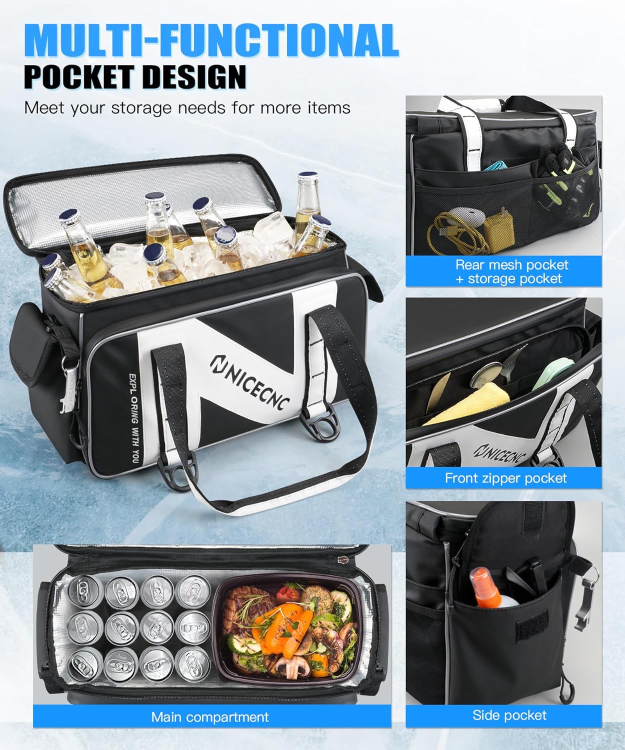 NICECNC Bolsa enfriadora para motocicleta de 16 litros, doble aislamiento, bolsa de sillín a prueba de fugas, compatible con Harley Davidson Touring