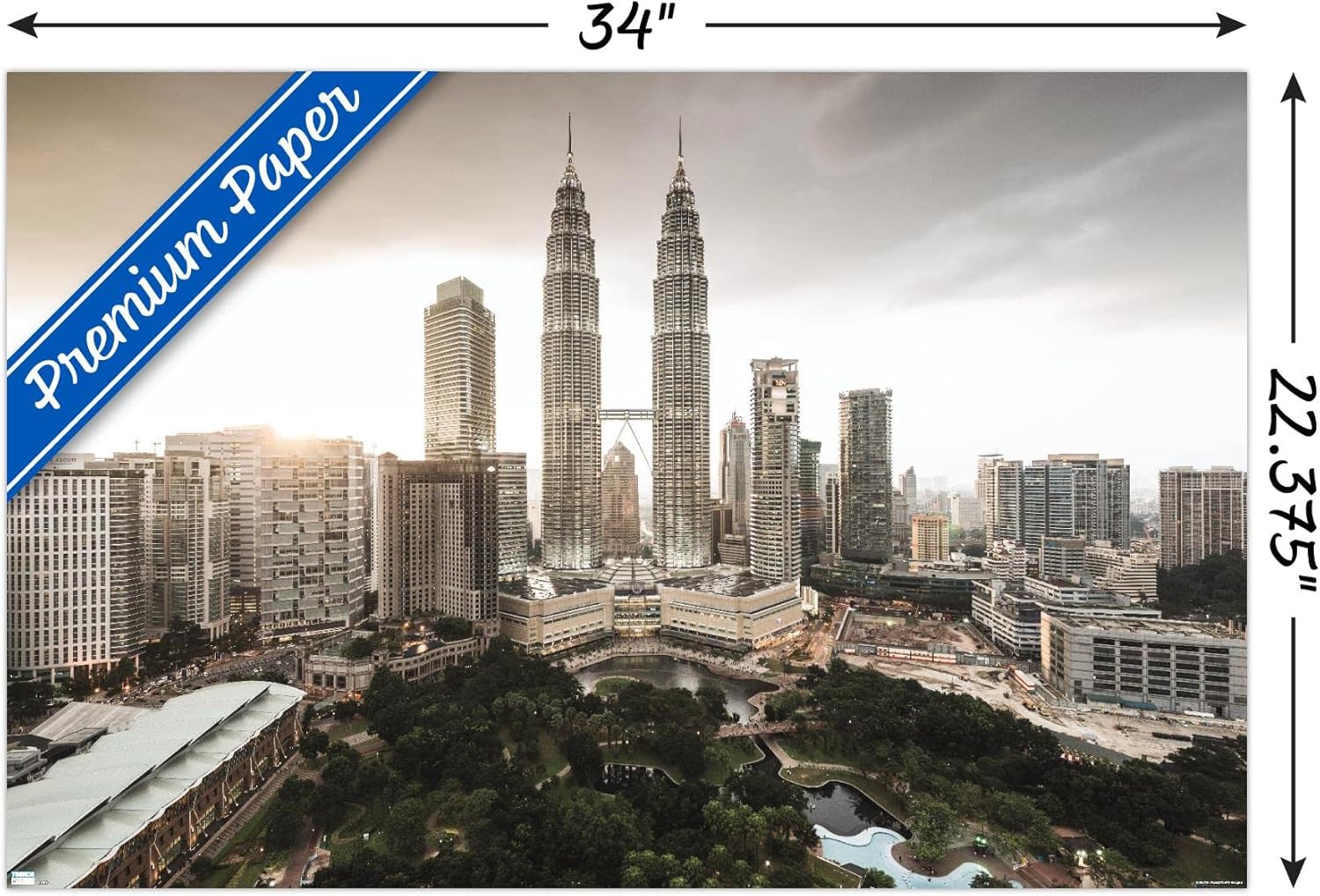 Trends International Maravillas del mundo – Póster de pared de las Torres Petronas