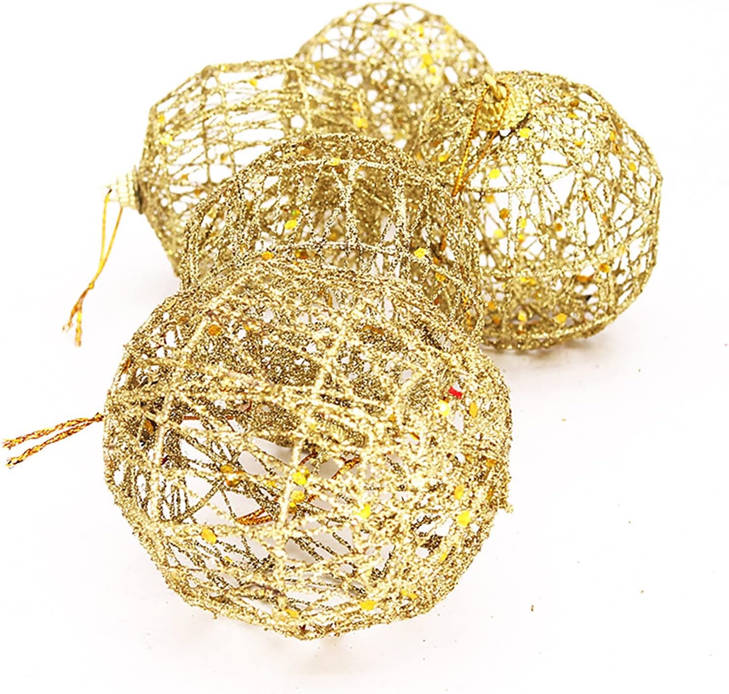6 adornos de Navidad colgantes de árbol de Navidad, bolas de Navidad doradas con escamas, bolas de adorno grandes para exteriores