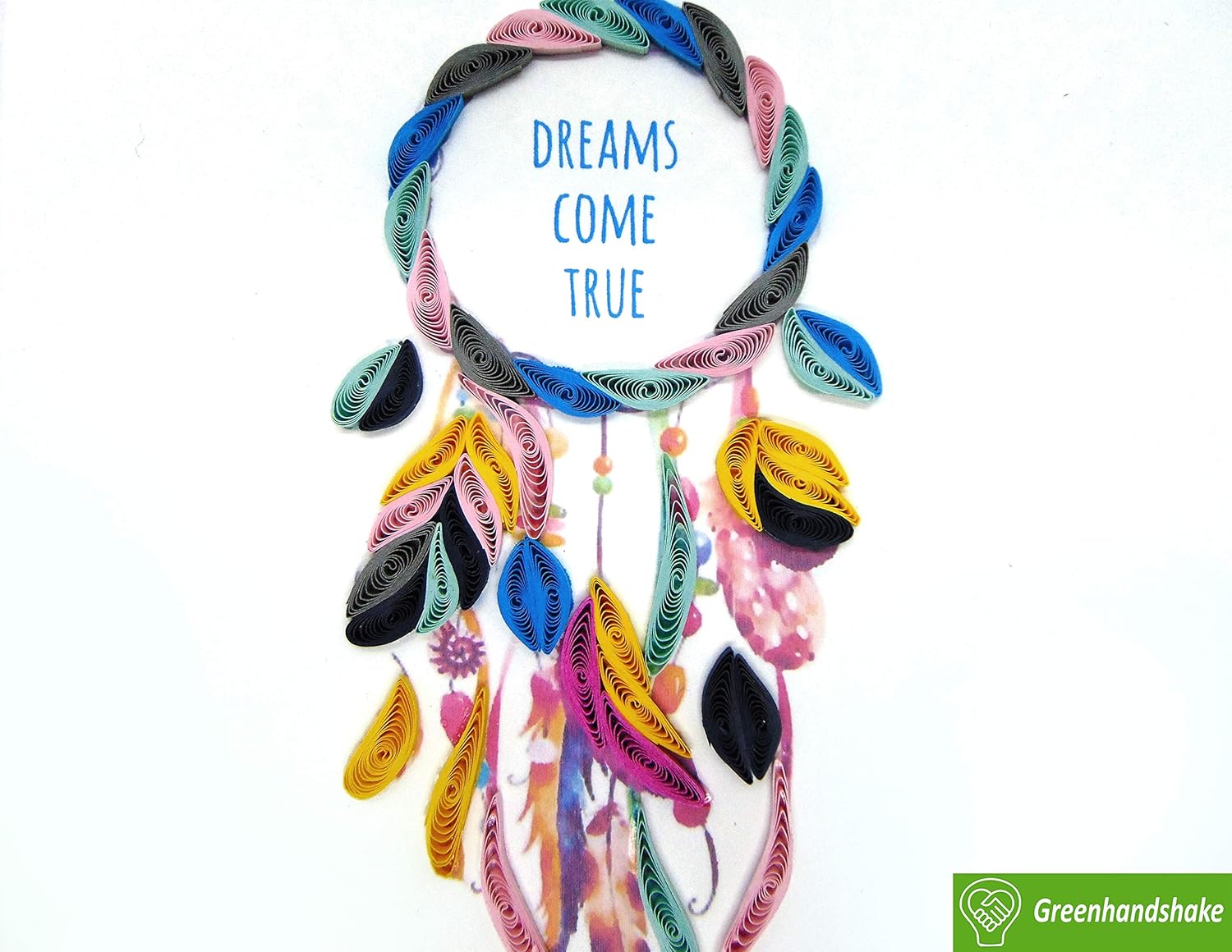 Atrapasueños, tarjeta de felicitación artística quilling para cumpleaños, día de San Valentín, día de la madre, aniversario, gracias, ponte bien, 6