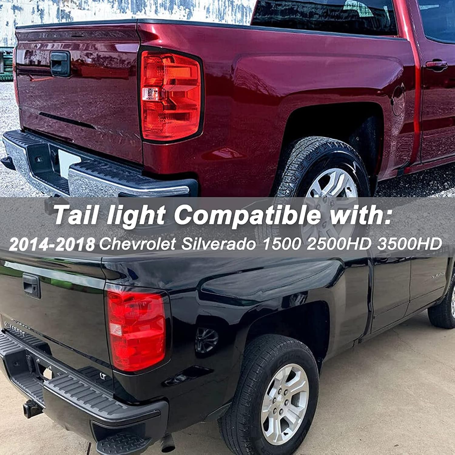 Luces traseras, montaje de lámparas de freno compatibles con Chevy Silverado 1500 2500HD 3500HD 2014-2018, luces traseras, lámparas de freno con