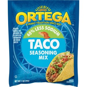 Ortega Mezcla de condimentos, 40% menos de tacos de sodio, 1 onza Ortega Mezcla de condimentos, 40% menos de tacos de sodio, 1 onza
