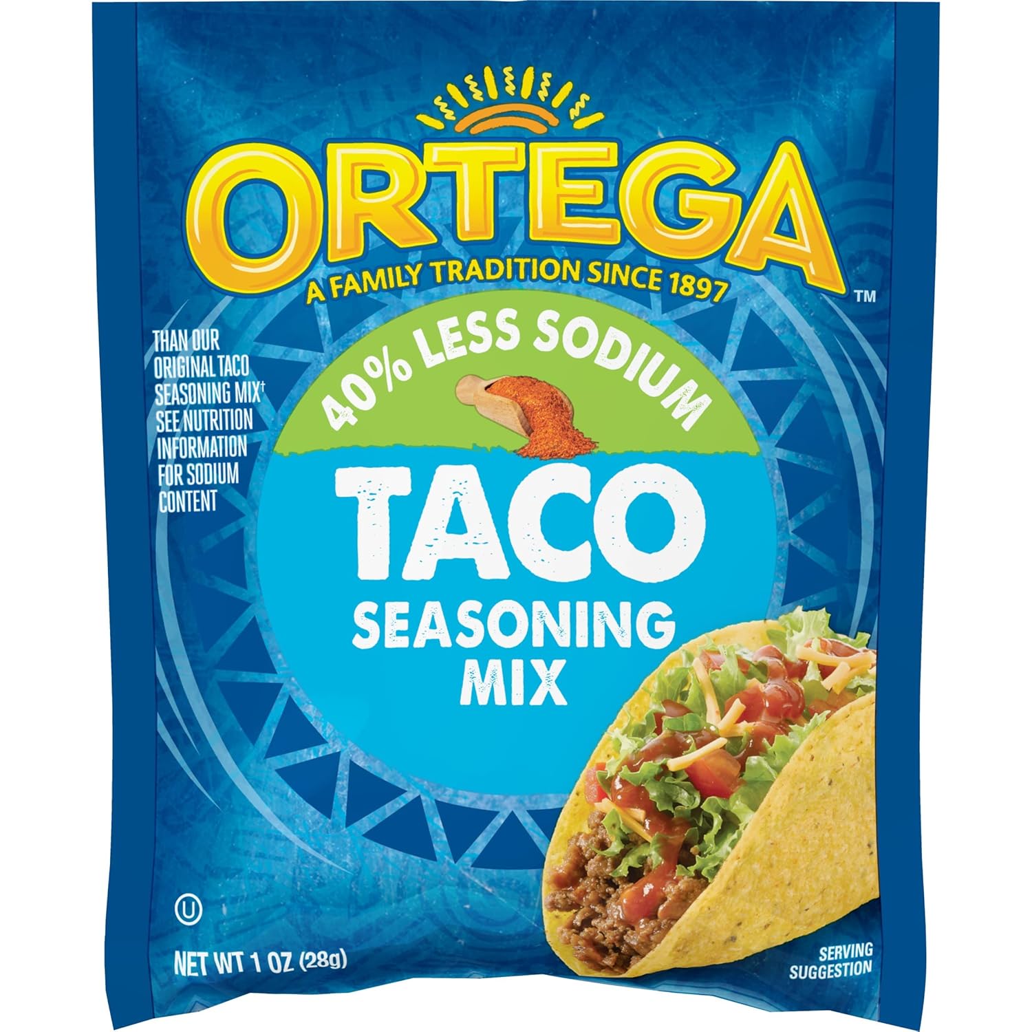 Ortega Mezcla de condimentos, 40% menos de tacos de sodio, 1 onza