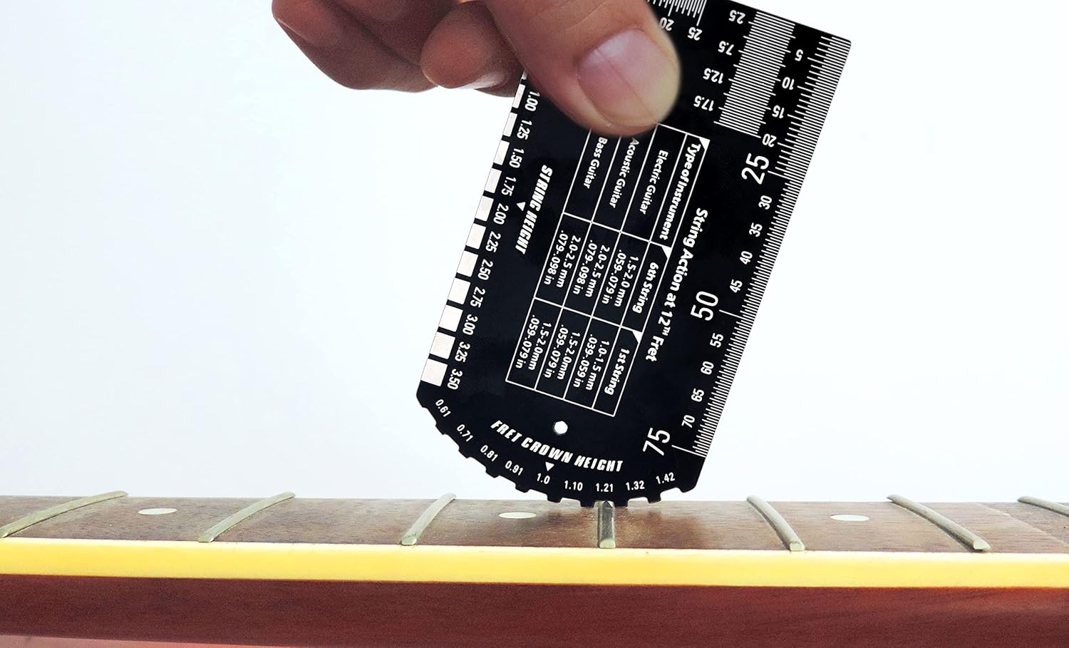 Baroque Stringed Instrument Action Ruler Gauge Luthier Measuring Tool for Electric Acoustic Guitar Bass Ukulele Mandolin Banjo SIG-10