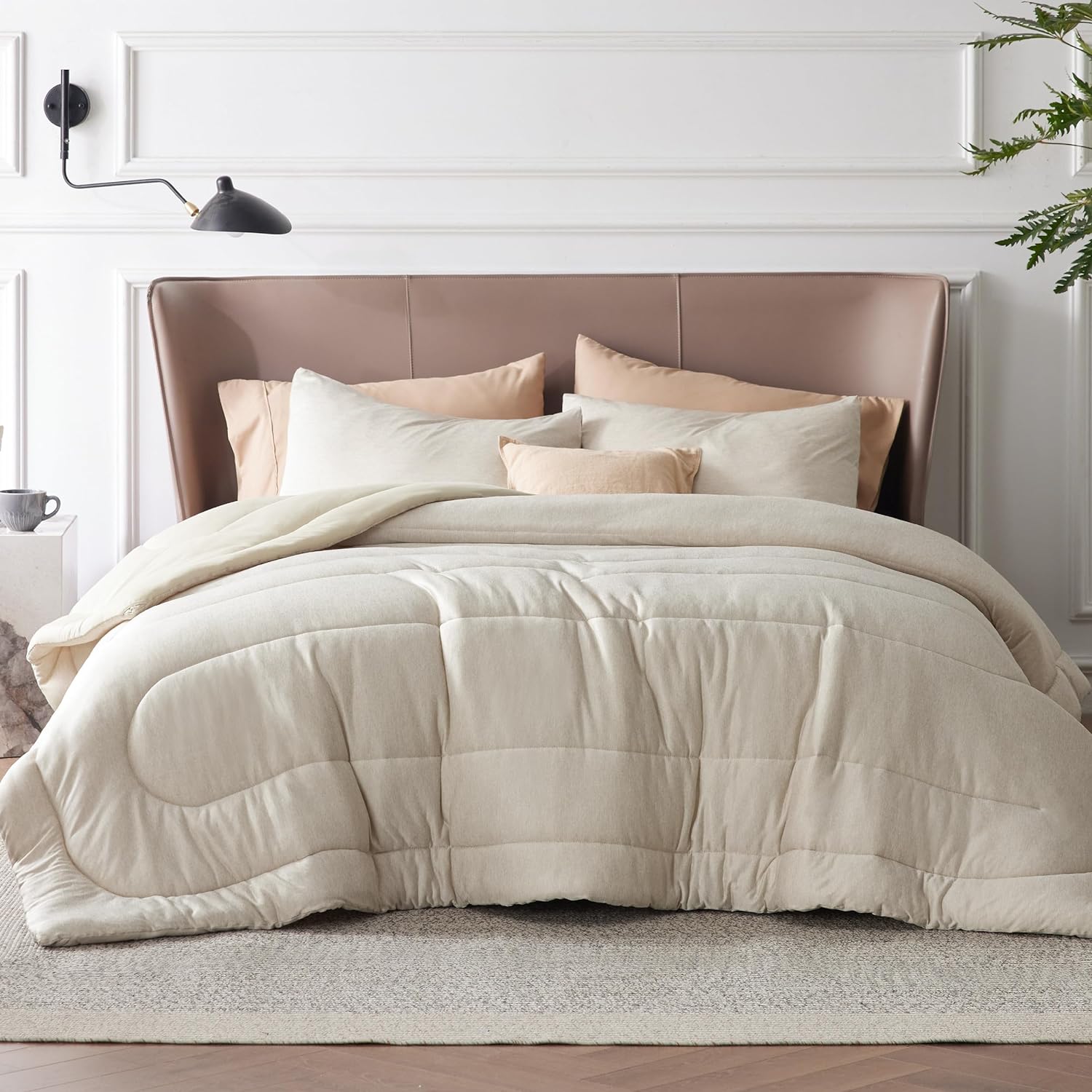 Bedsure Juego de edredón King  Juego de cama refrescante y cálido, edredón reversible de lino para todas las estaciones, 3 piezas, 1 edredón tamaño
