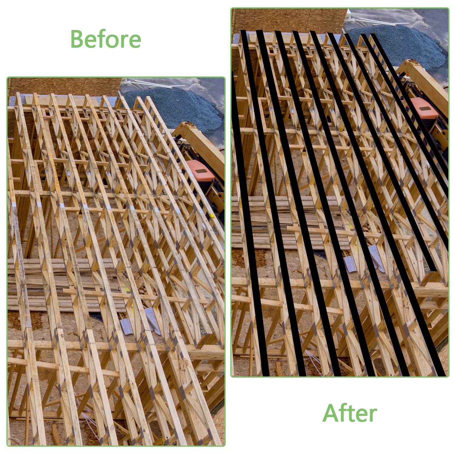 Cinta de viguetas de cubierta, 1-58 pulgadas x 50 pies, cinta de butilo impermeable y resistente a la intemperie, para vigas y vigas (6 rollos)